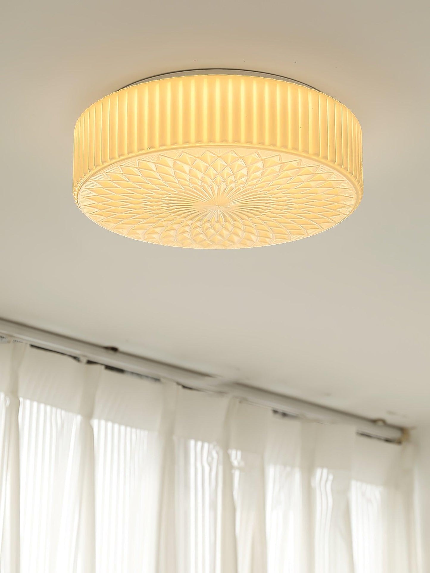 Souffle Ceiling Lamp | Creamy Yellow & White Finish | 35cm Diameter