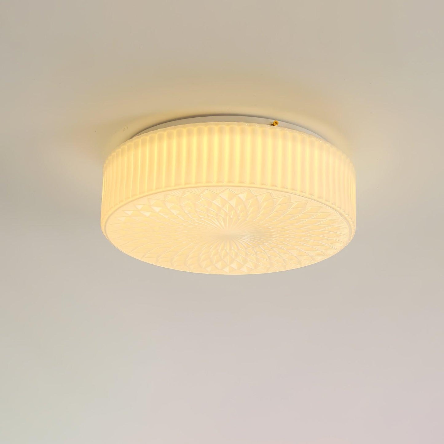 Souffle Ceiling Lamp | Creamy Yellow & White Finish | 35cm Diameter
