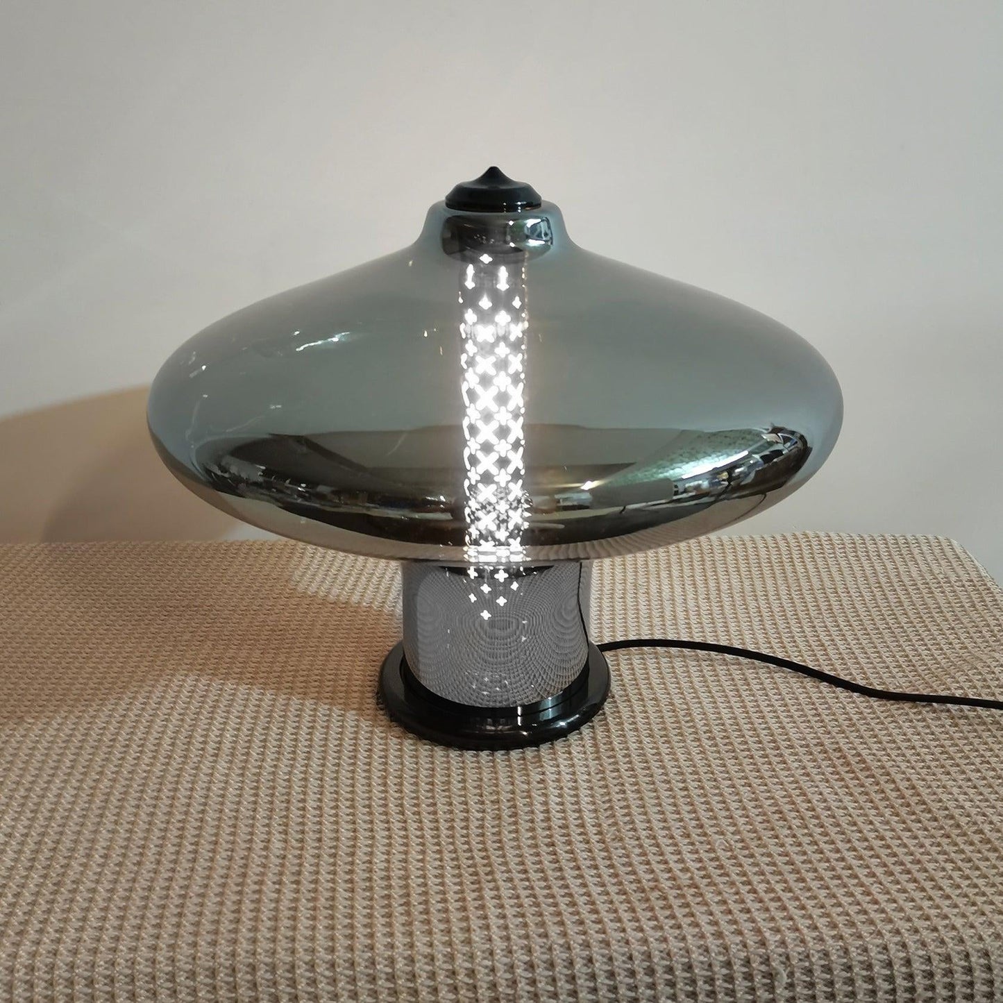 Space Age Table Lamp | Metal & Glass | Smoke Gray