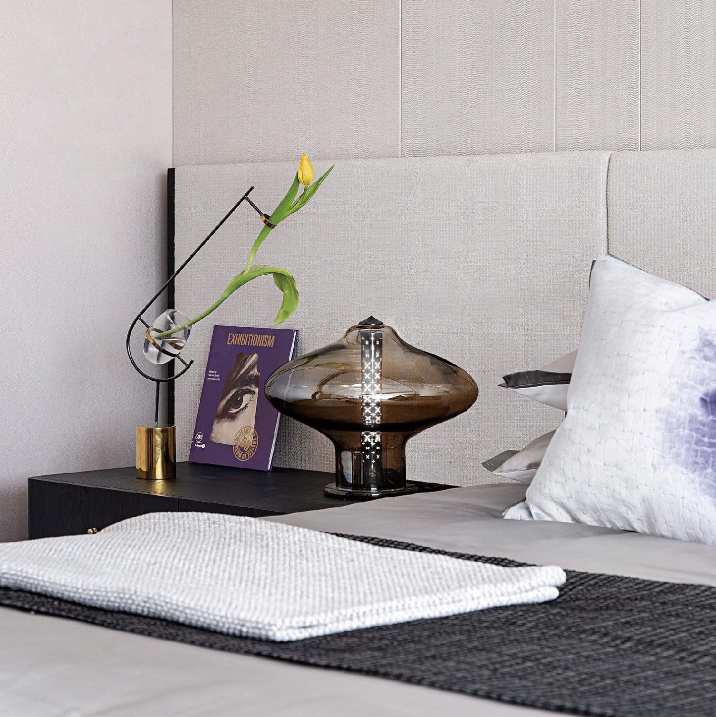 Space Age Table Lamp | Metal & Glass | Smoke Gray