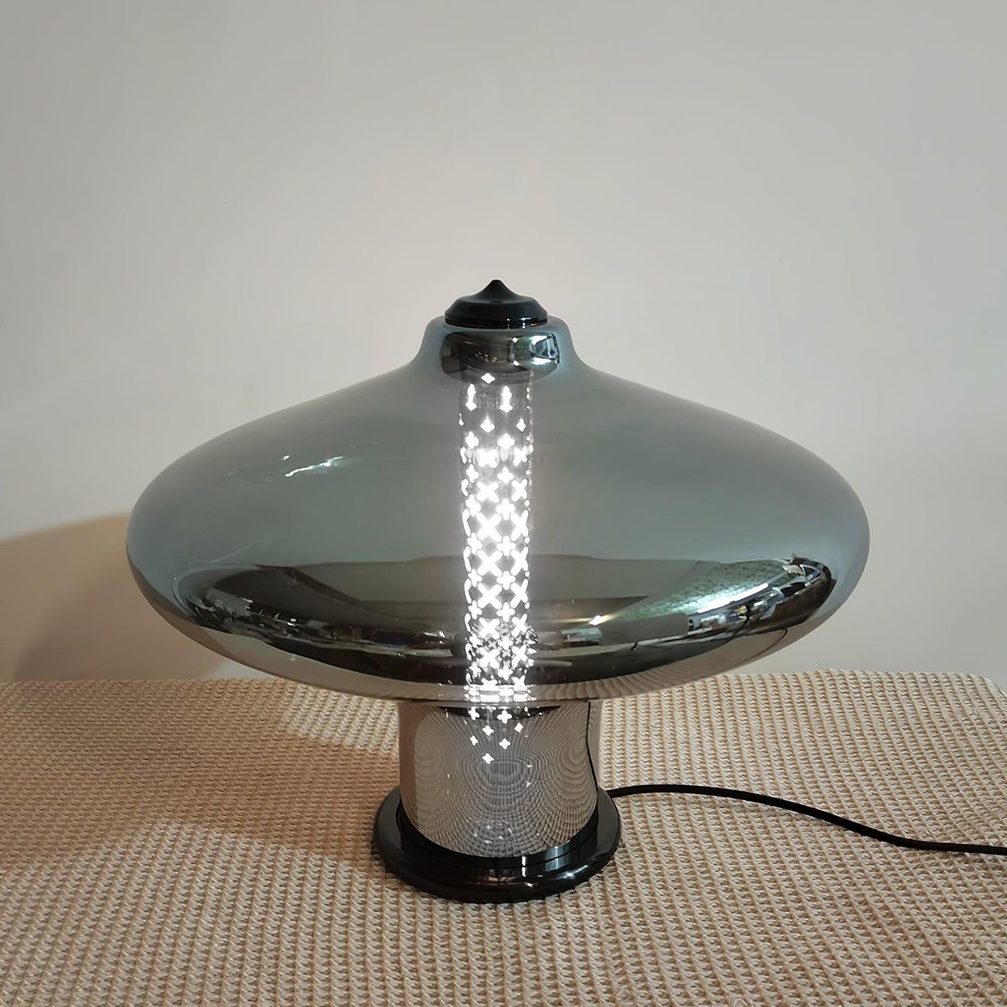 Space Age Table Lamp | Metal & Glass | Smoke Gray