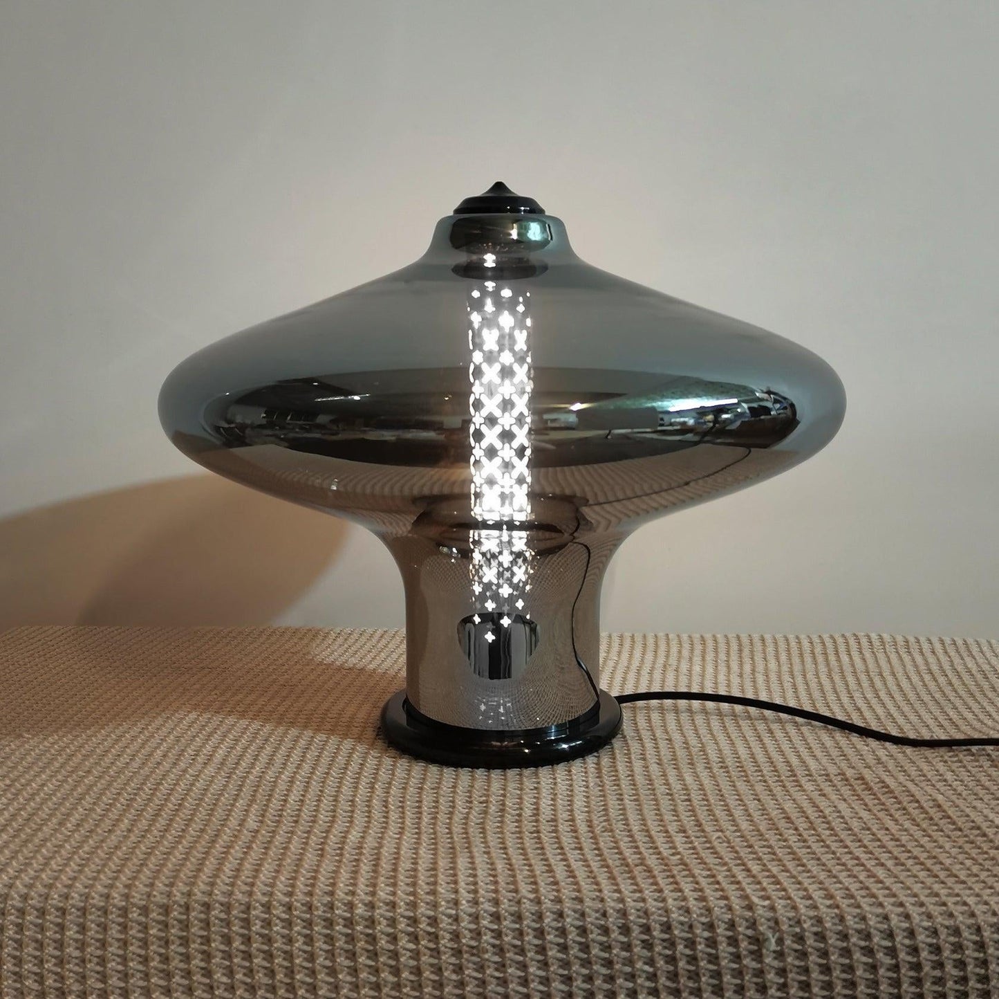 Space Age Table Lamp | Metal & Glass | Smoke Gray