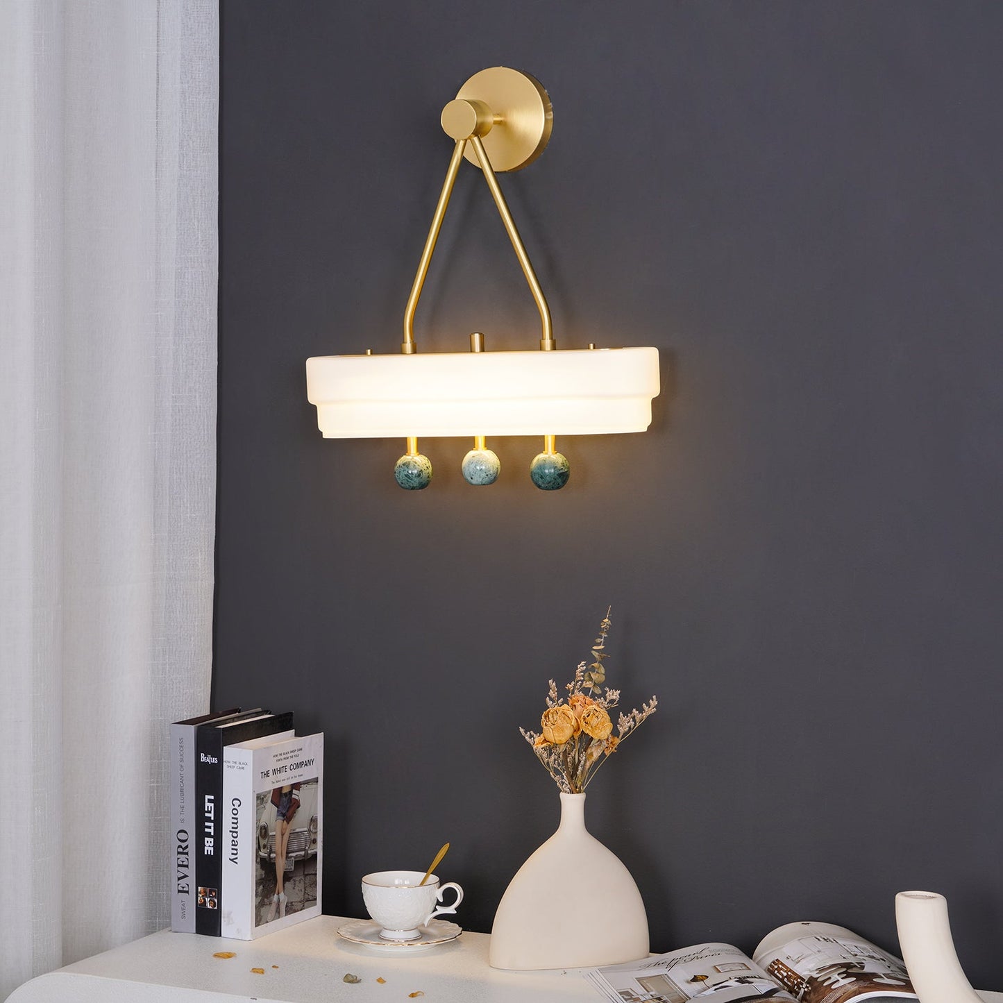 Spate Wall Light Set | Opal Acid-Etched Glass & Marble | 2-Pack
