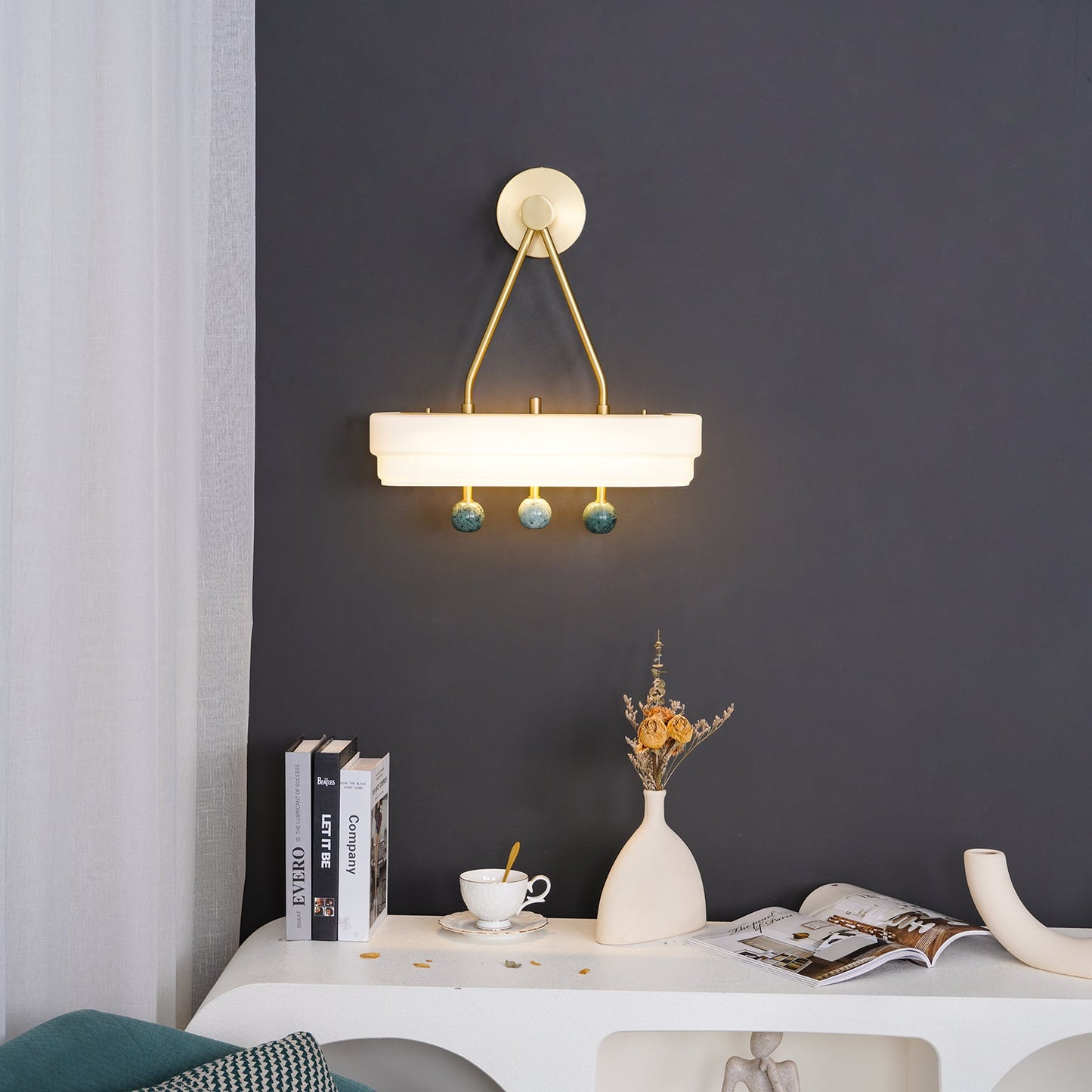 Spate Wall Light Set | Opal Acid-Etched Glass & Marble | 2-Pack