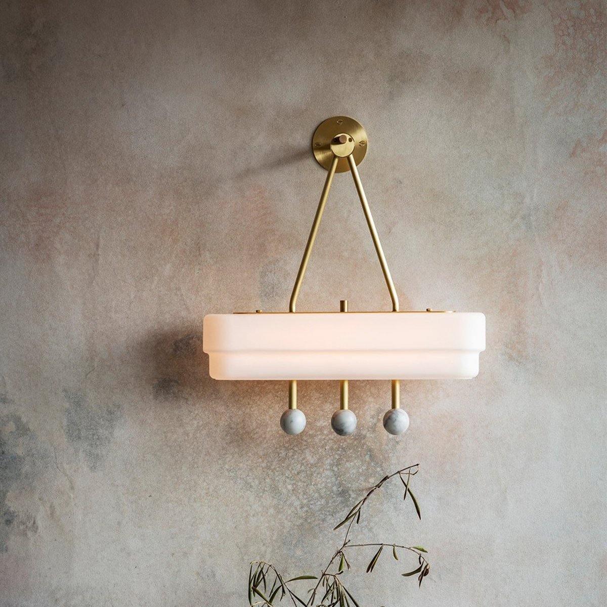 Spate Wall Light Set | Opal Acid-Etched Glass & Marble | 2-Pack