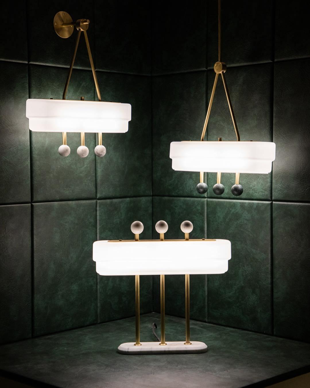 Spate Wall Light Set | Opal Acid-Etched Glass & Marble | 2-Pack