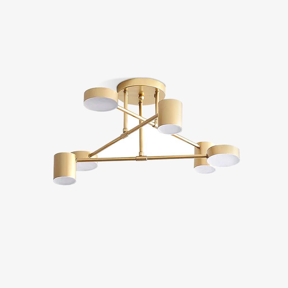 Gold Sputnik Ceiling Light | Multi-Arm Metal Frame with Integrated LED | 6 Shades
