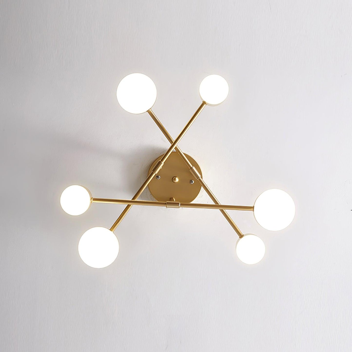 Gold Sputnik Ceiling Light | Multi-Arm Metal Frame with Integrated LED | 6 Shades