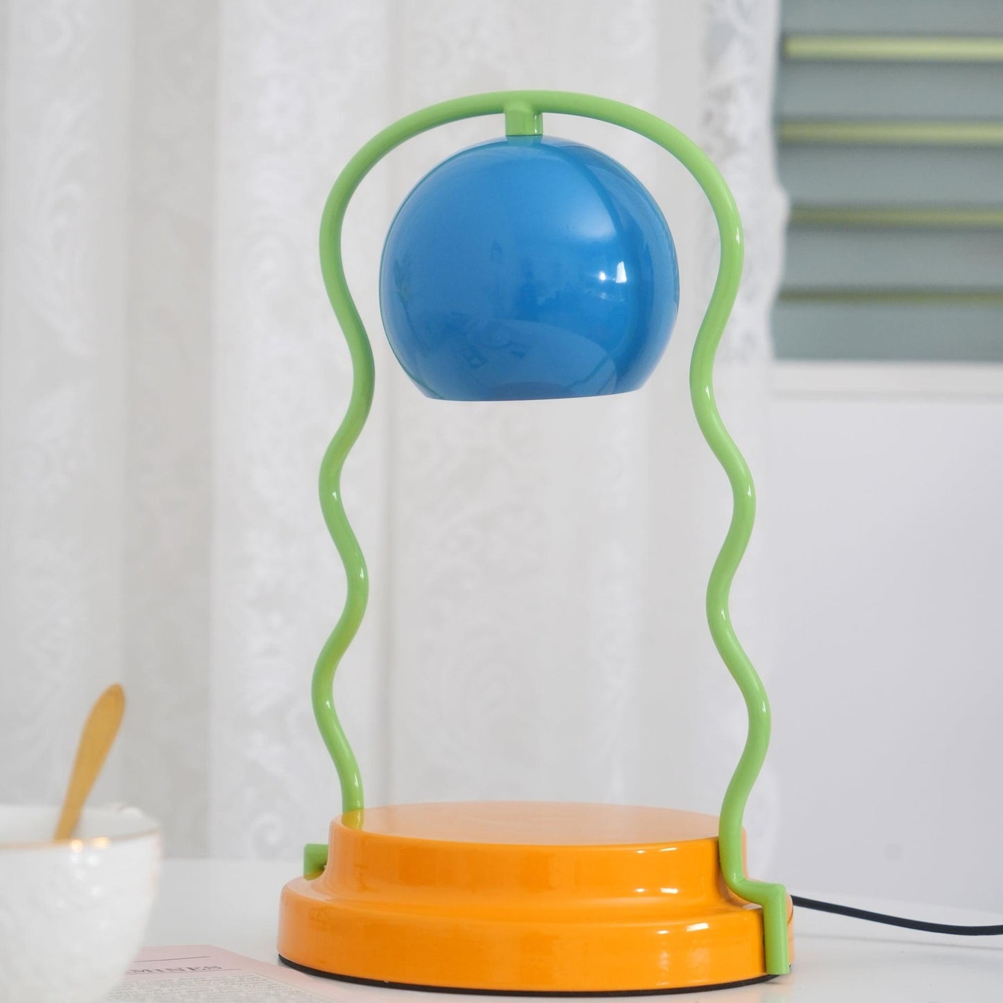 Squiggle Table Lamp | Metal Base | Blue or Yellow