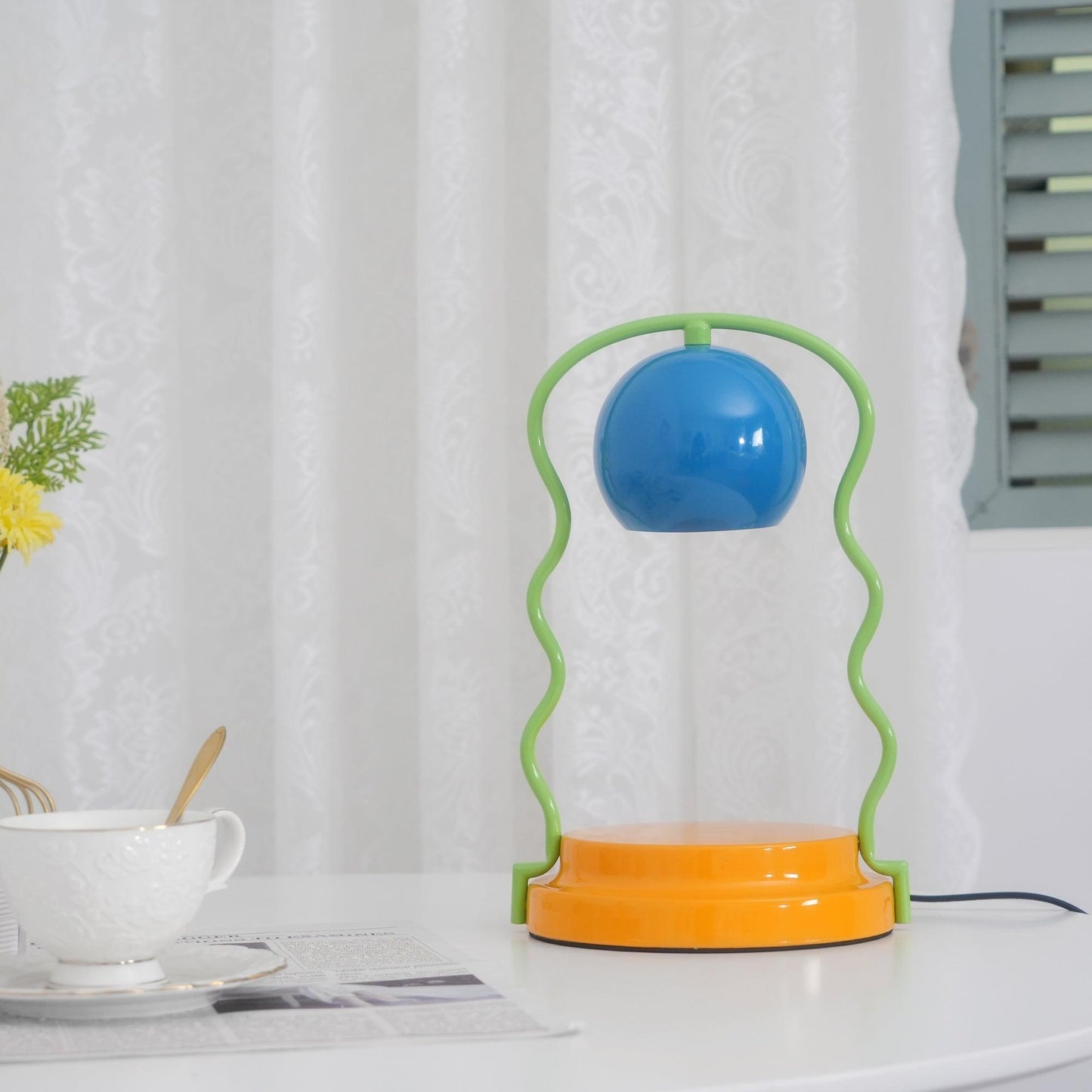 Squiggle Table Lamp | Metal Base | Blue or Yellow