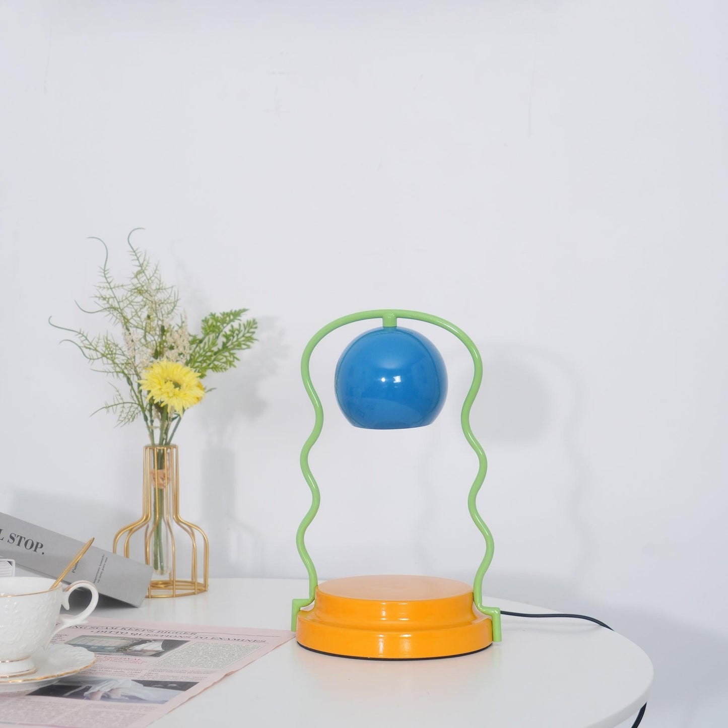 Squiggle Table Lamp | Metal Base | Blue or Yellow