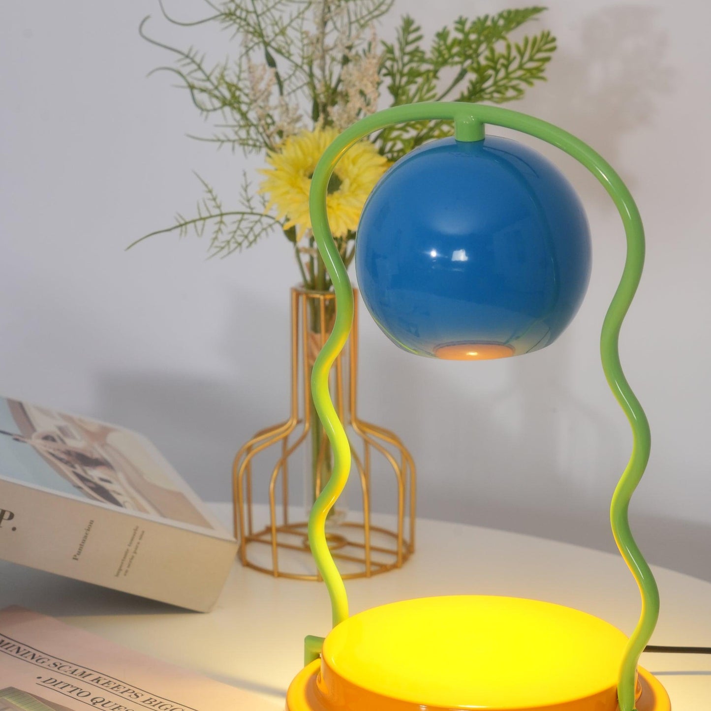 Squiggle Table Lamp | Metal Base | Blue or Yellow