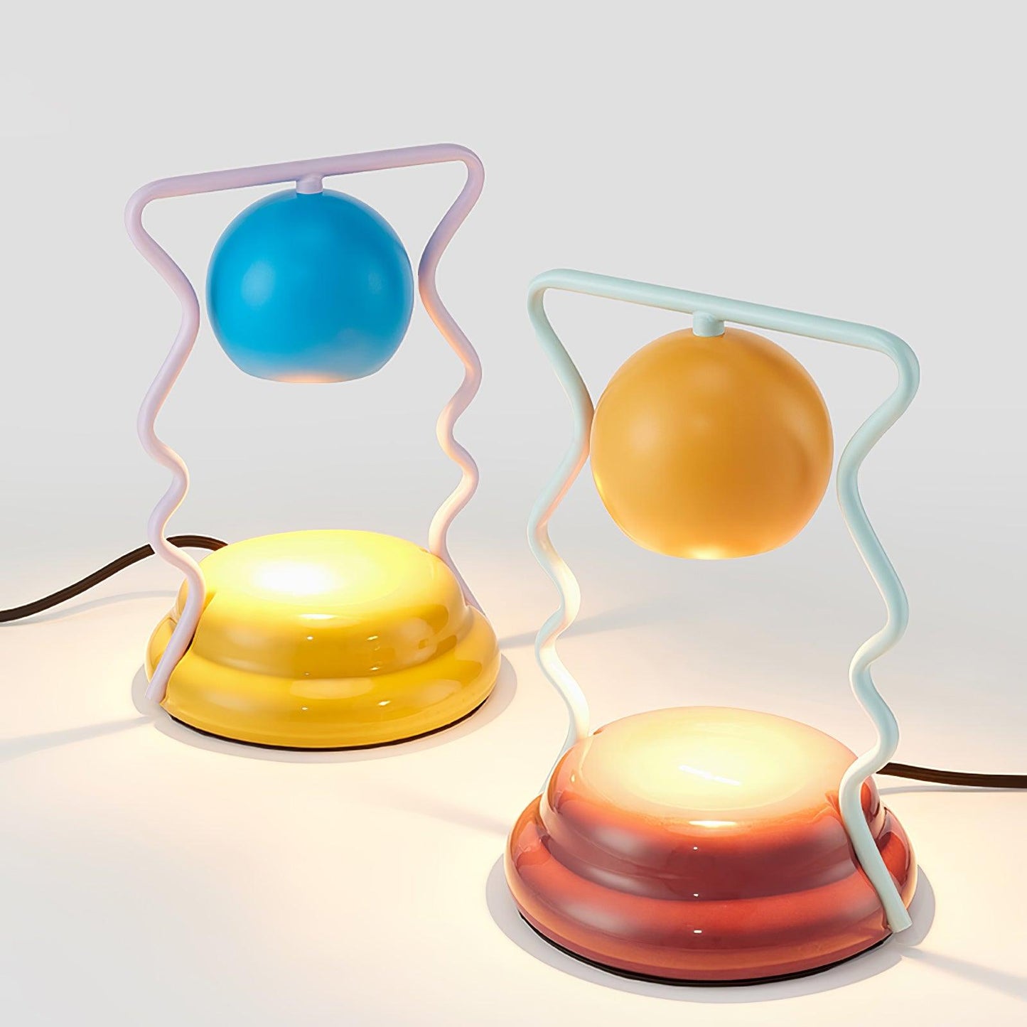 Squiggle Table Lamp | Metal Base | Blue or Yellow