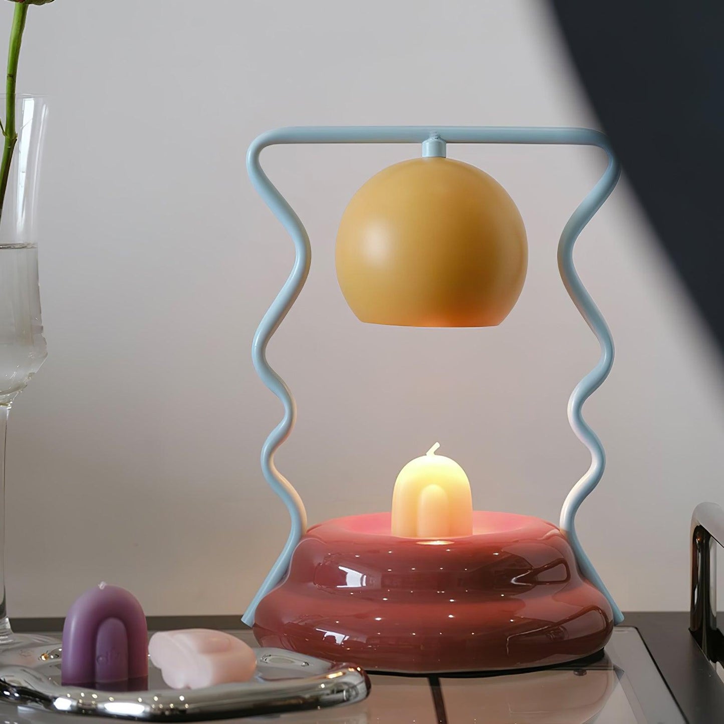 Squiggle Table Lamp | Metal Base | Blue or Yellow