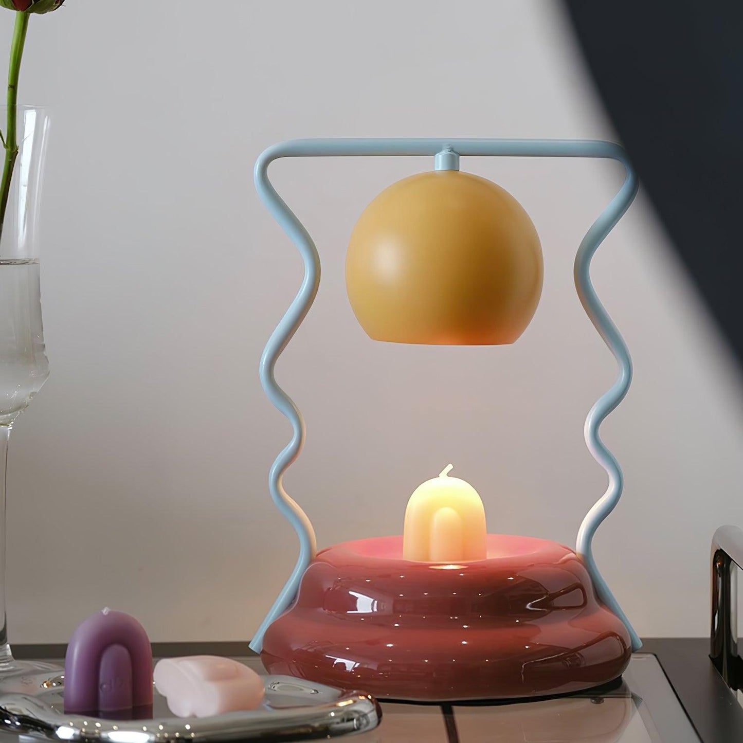 Squiggle Table Lamp | Metal Base | Blue or Yellow