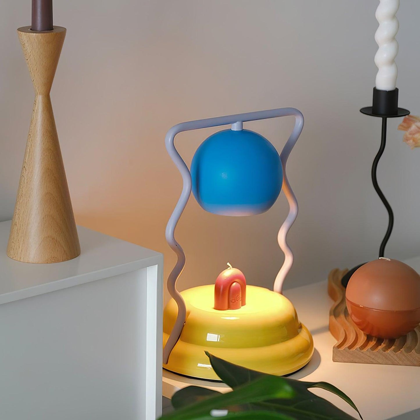 Squiggle Table Lamp | Metal Base | Blue or Yellow