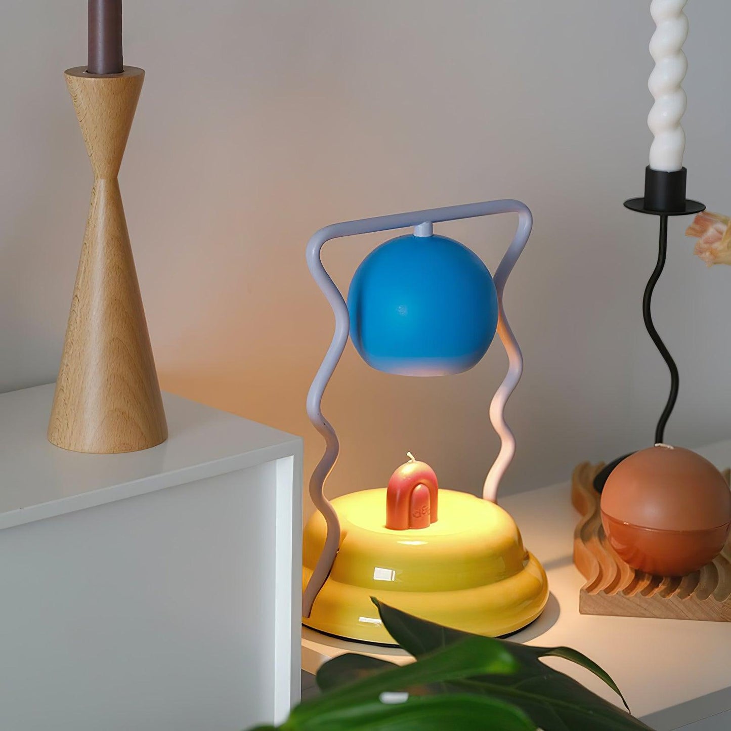 Squiggle Table Lamp | Metal Base | Blue or Yellow