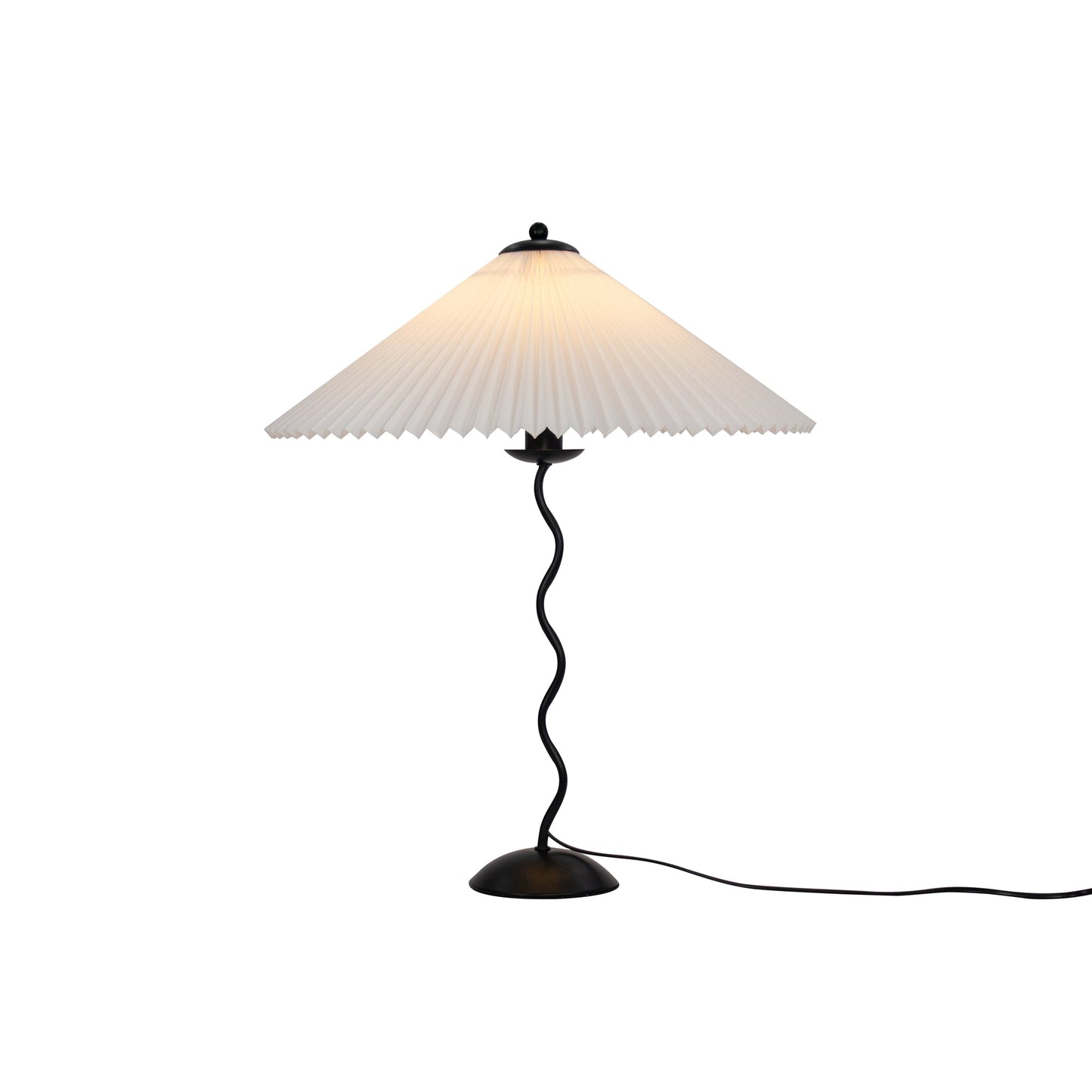 Squiggle Table Lamp | Nordic Style Metal & Fabric | Black with Beige Shade