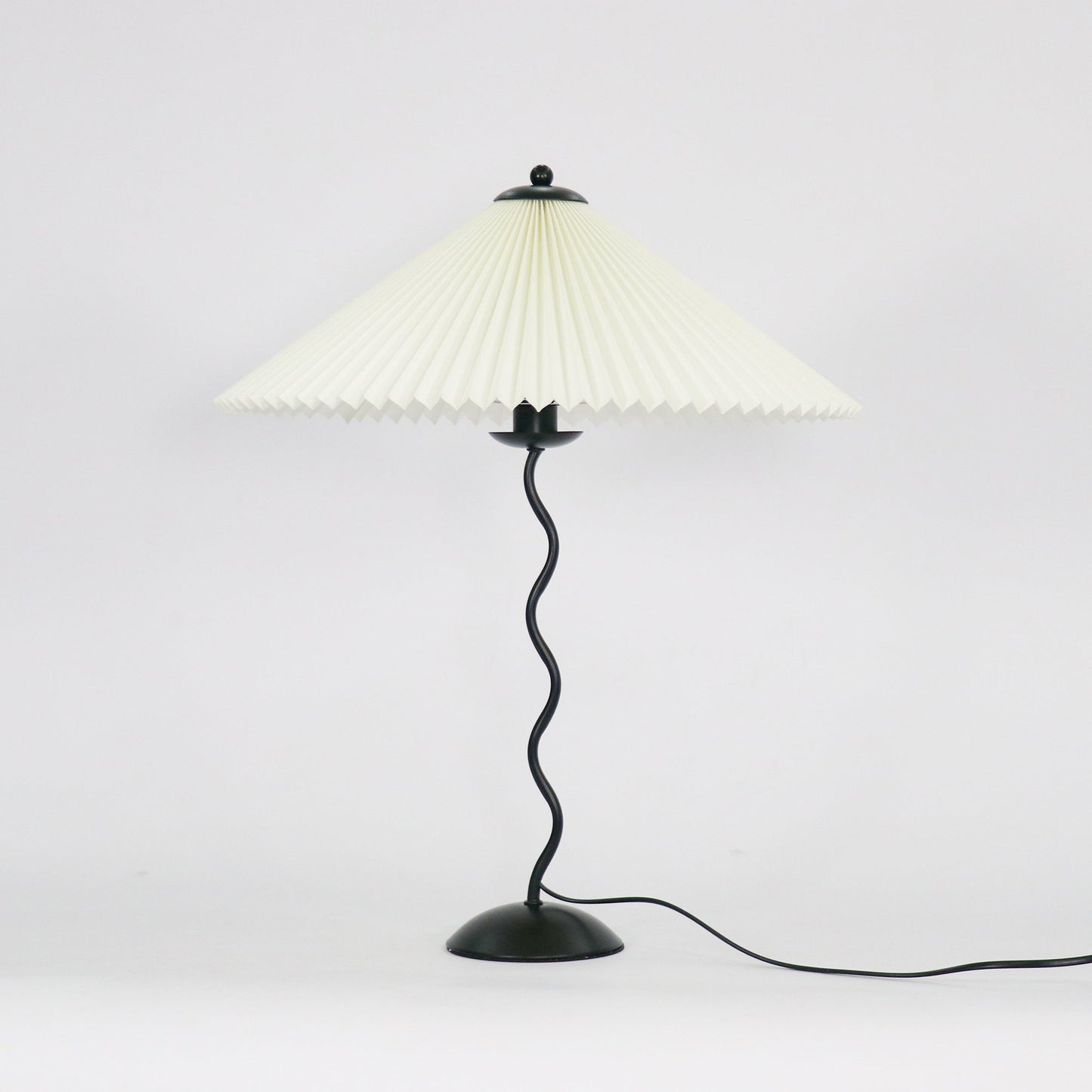 Squiggle Table Lamp | Nordic Style Metal & Fabric | Black with Beige Shade