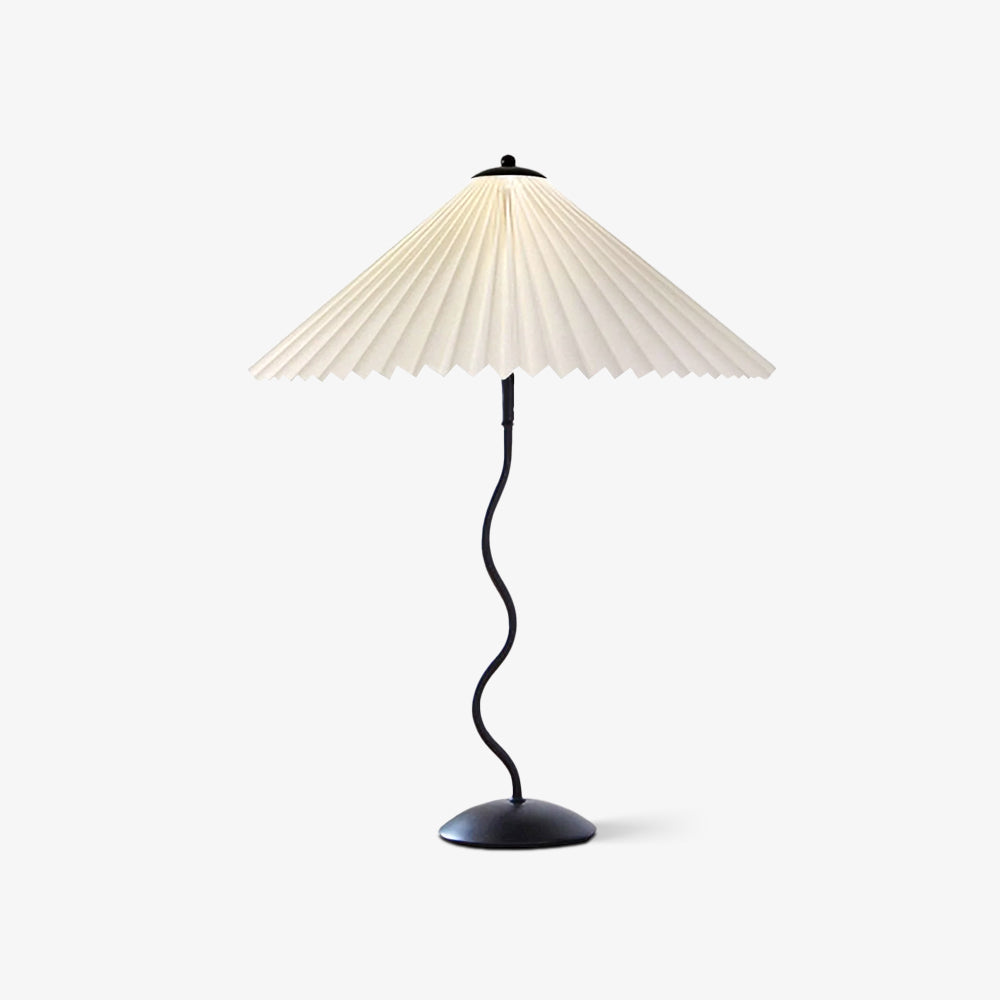 Squiggle Table Lamp | Nordic Style Metal & Fabric | Black with Beige Shade