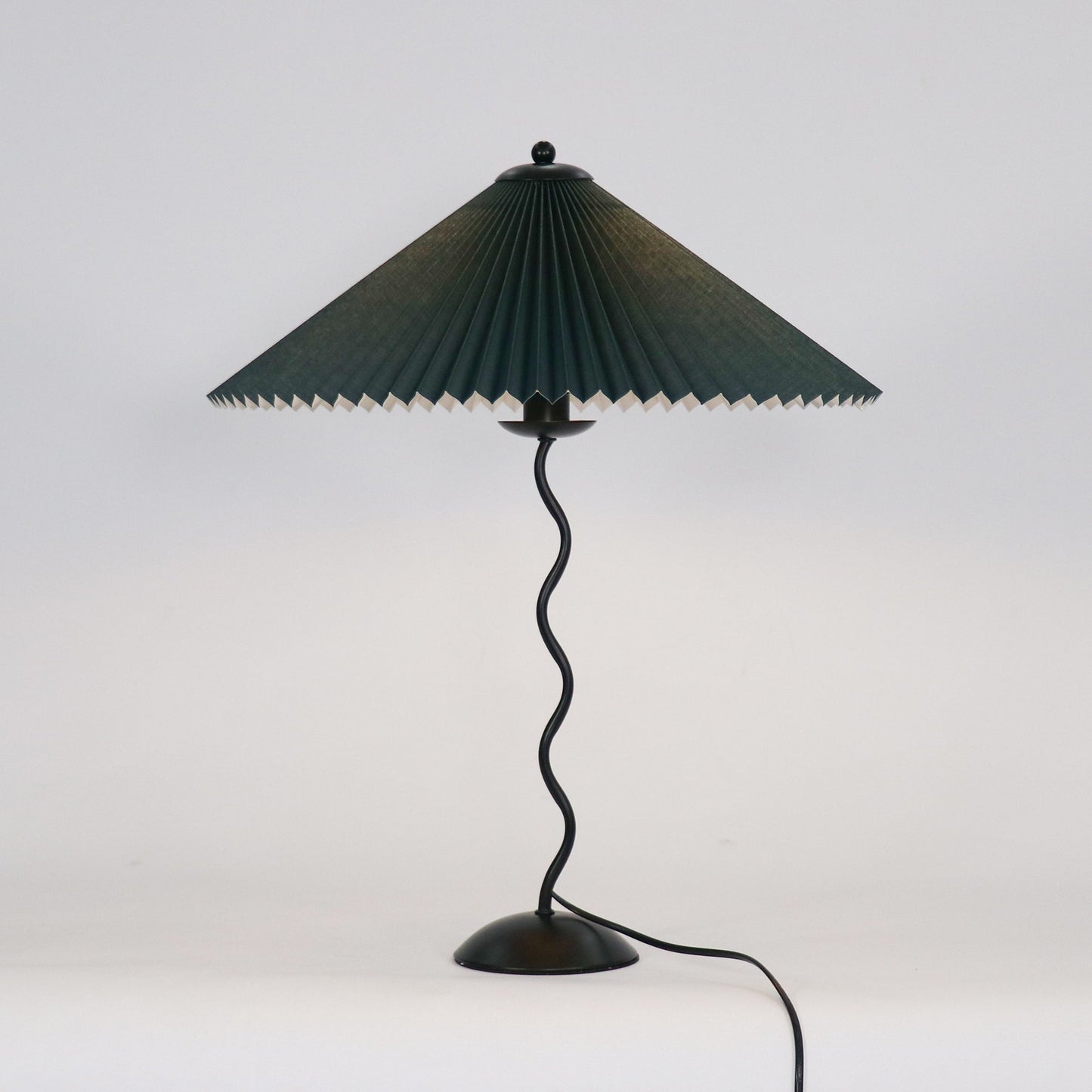 Squiggle Table Lamp | Nordic Style Metal & Fabric | Black with Beige Shade