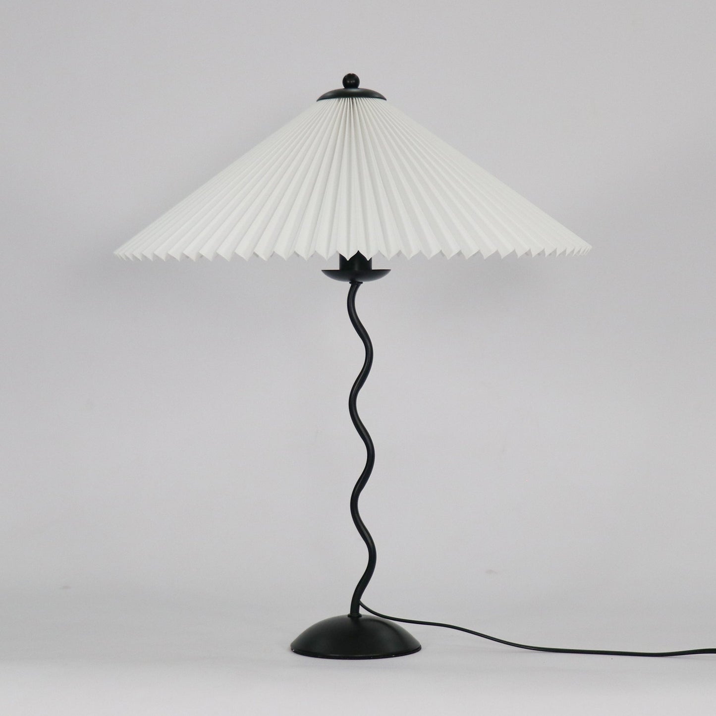 Squiggle Table Lamp | Nordic Style Metal & Fabric | Black with Beige Shade