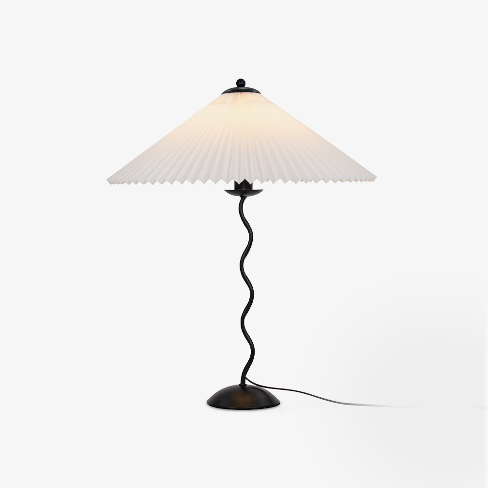 Squiggle Table Lamp | Nordic Style Metal & Fabric | Black with Beige Shade