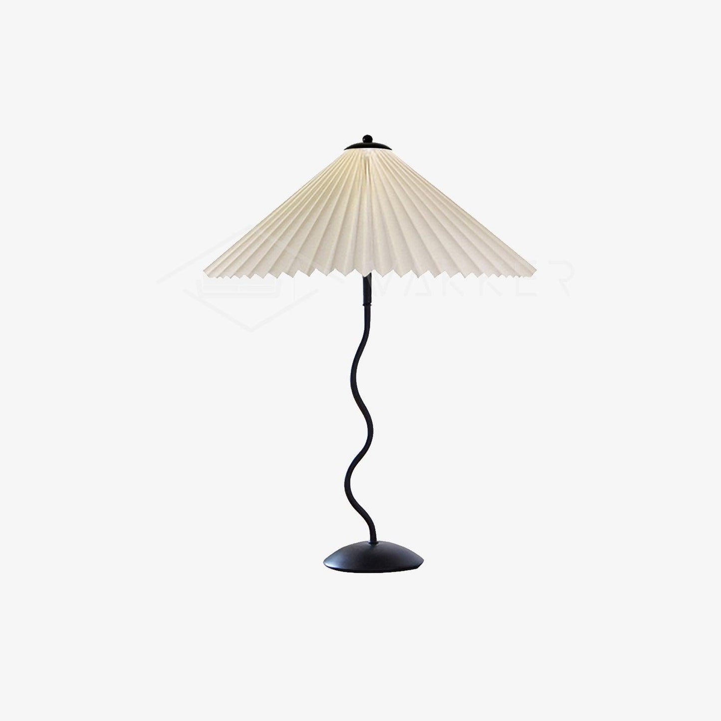 Squiggle Table Lamp | Nordic Style Metal & Fabric | Black with Beige Shade
