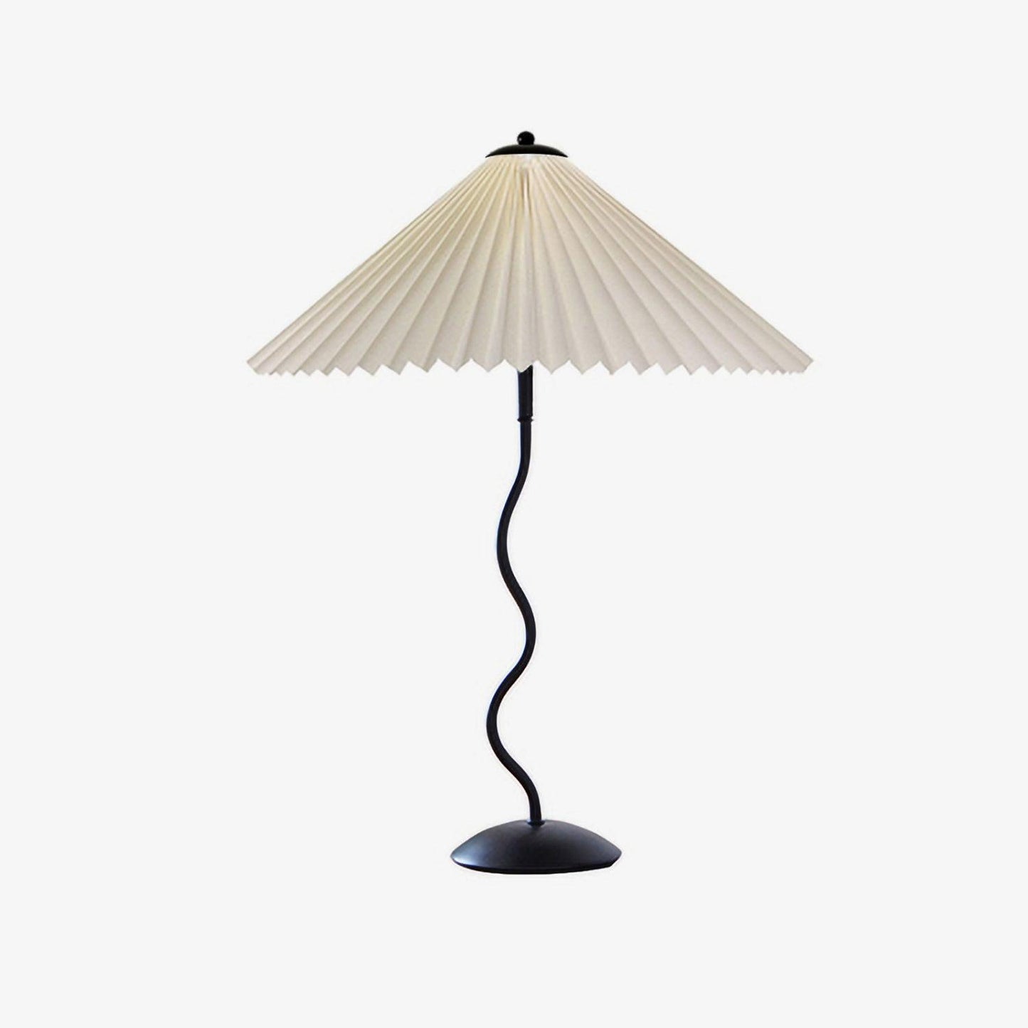 Squiggle Table Lamp | Nordic Style Metal & Fabric | Black with Beige Shade