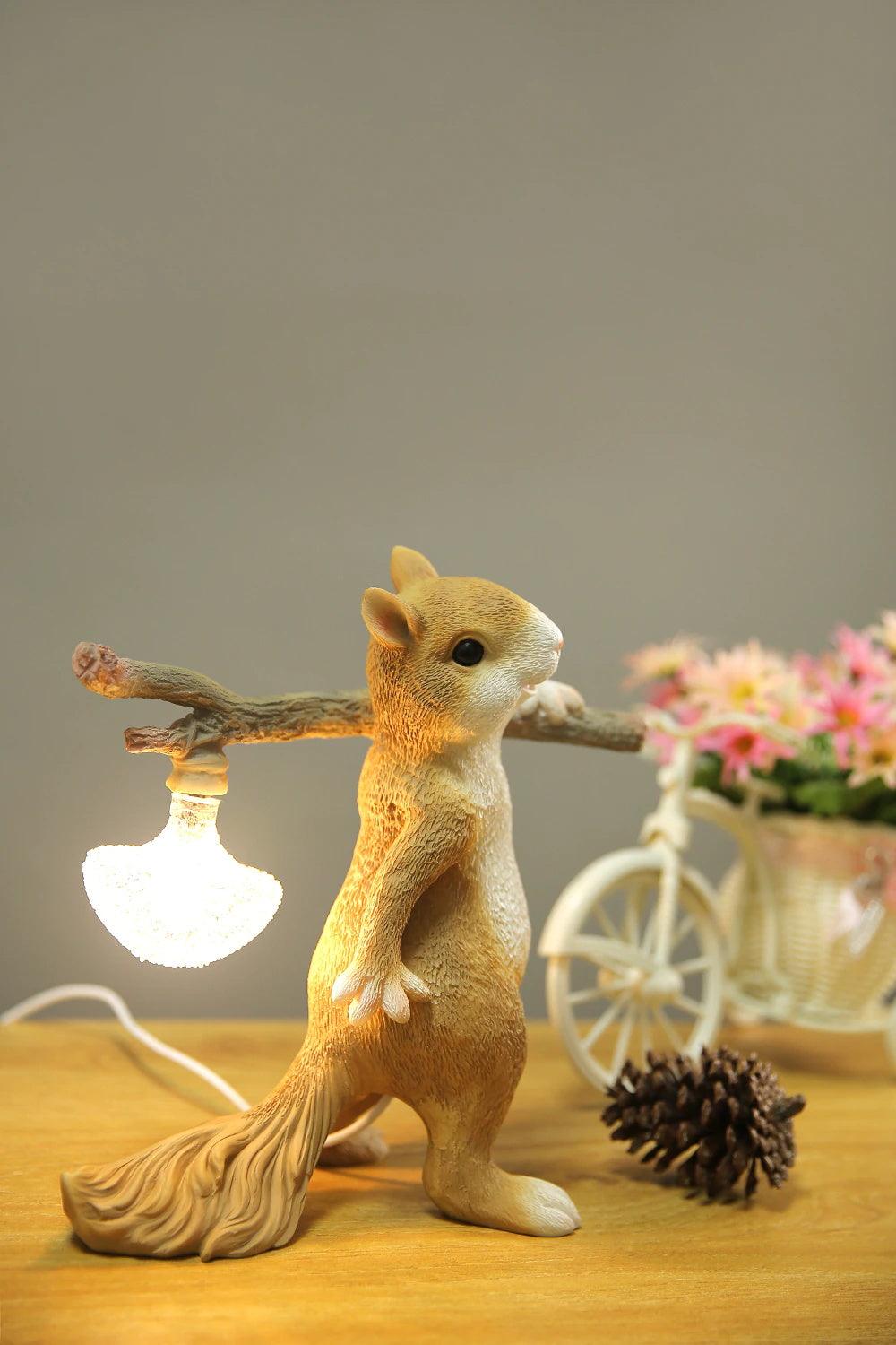 Squirrel Table Lamp | High-Quality Resin | Yellow Finish