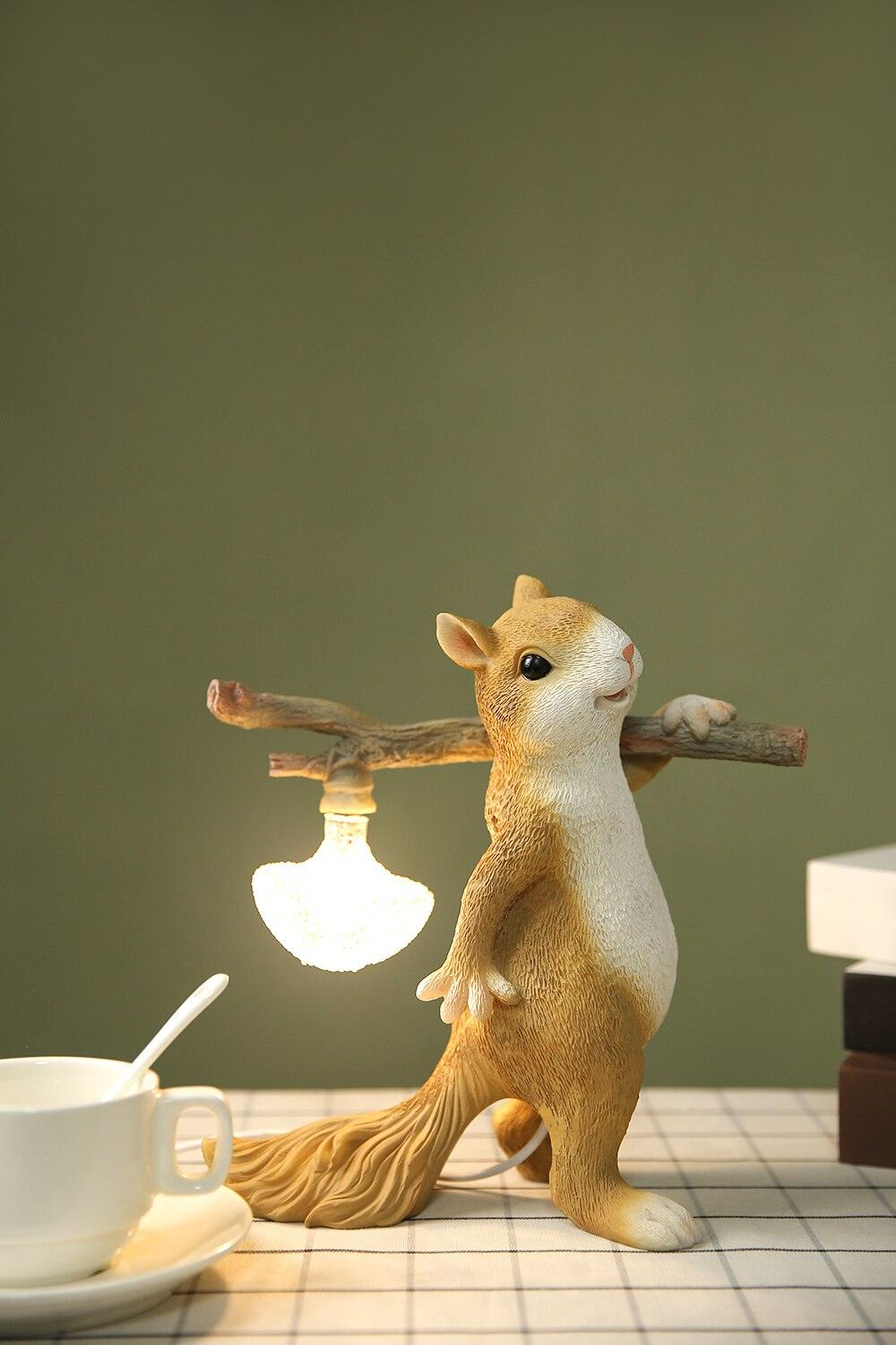 Squirrel Table Lamp | High-Quality Resin | Yellow Finish
