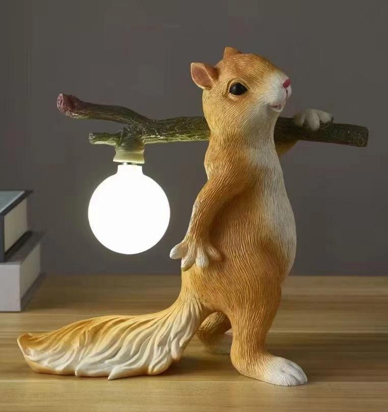 Squirrel Table Lamp | High-Quality Resin | Yellow Finish
