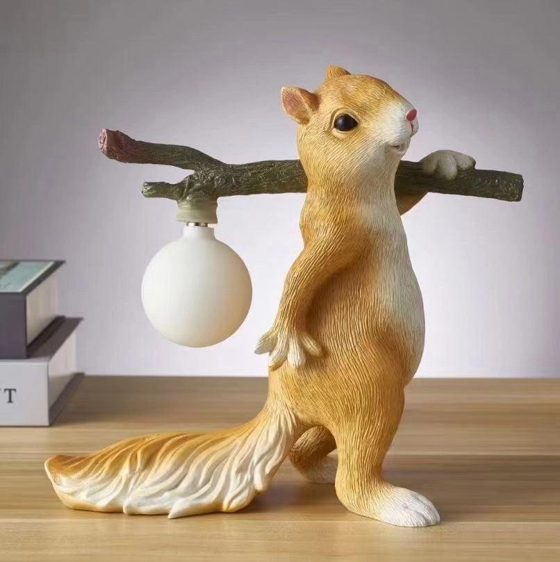 Squirrel Table Lamp | High-Quality Resin | Yellow Finish