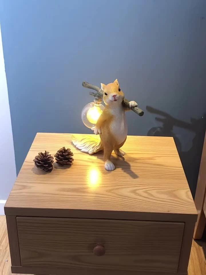 Squirrel Table Lamp | High-Quality Resin | Yellow Finish