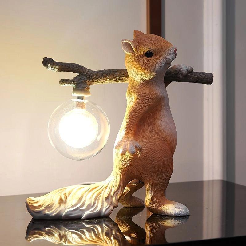 Squirrel Table Lamp | High-Quality Resin | Yellow Finish