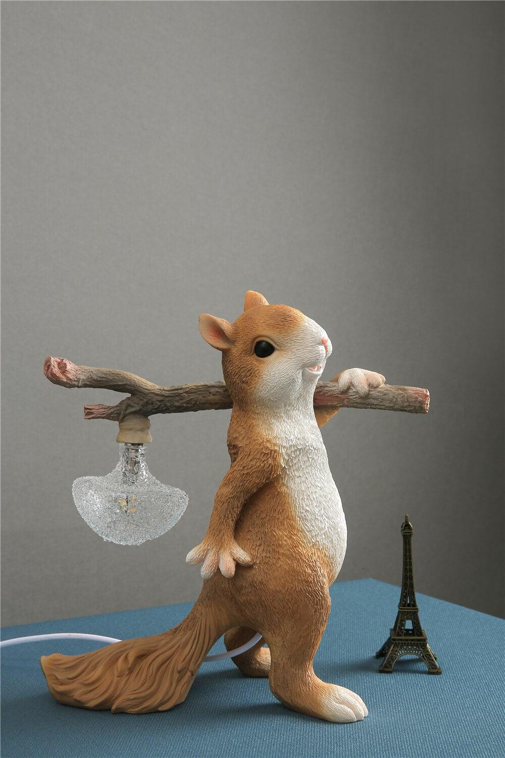 Squirrel Table Lamp | High-Quality Resin | Yellow Finish