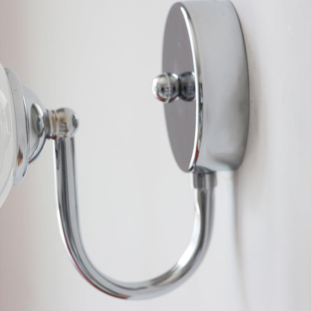 Glass Wall Sconce | Chrome Iron & Glass | Set of 2