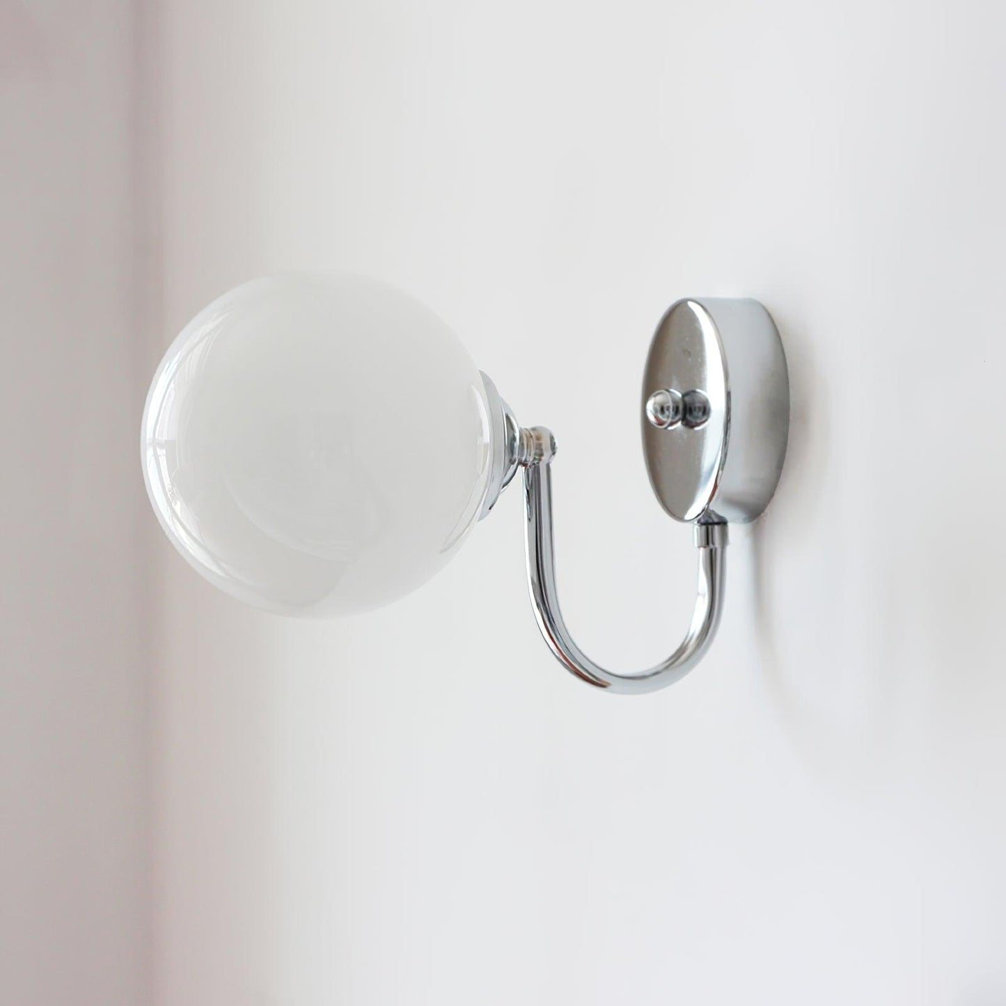 Glass Wall Sconce | Chrome Iron & Glass | Set of 2