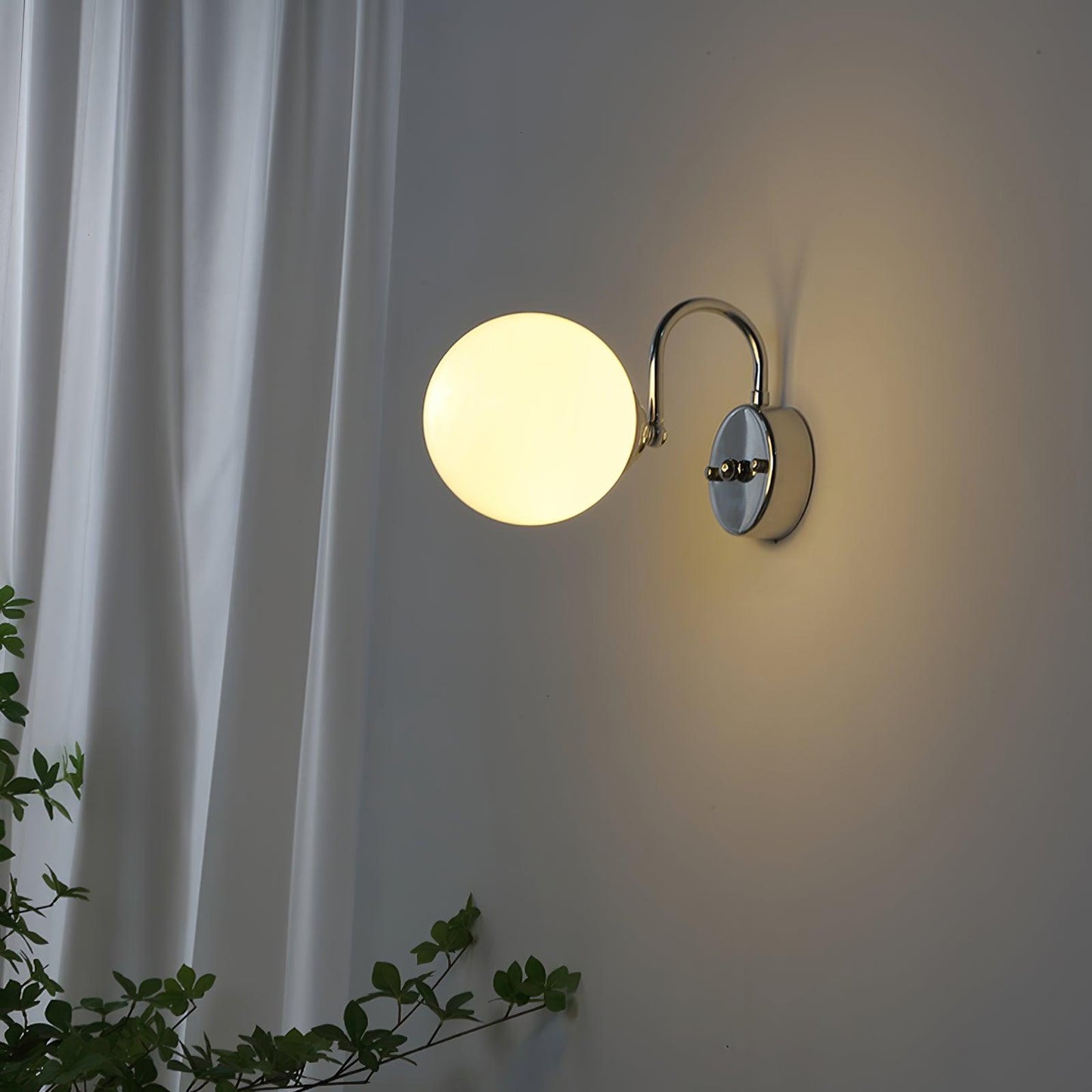 Glass Wall Sconce | Chrome Iron & Glass | Set of 2