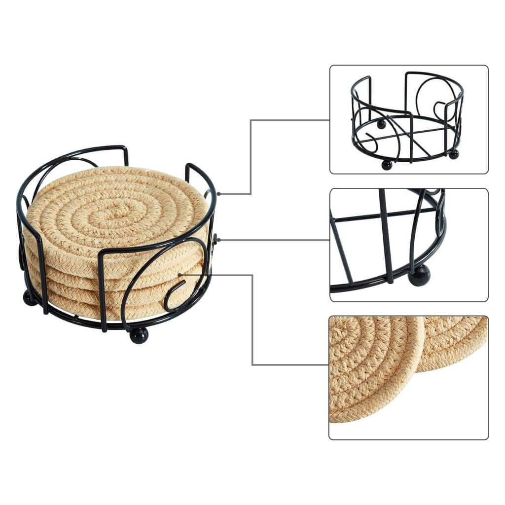 Cotton Rope Coasters | Eco-Friendly & Absorbent | Set of 6 (White)