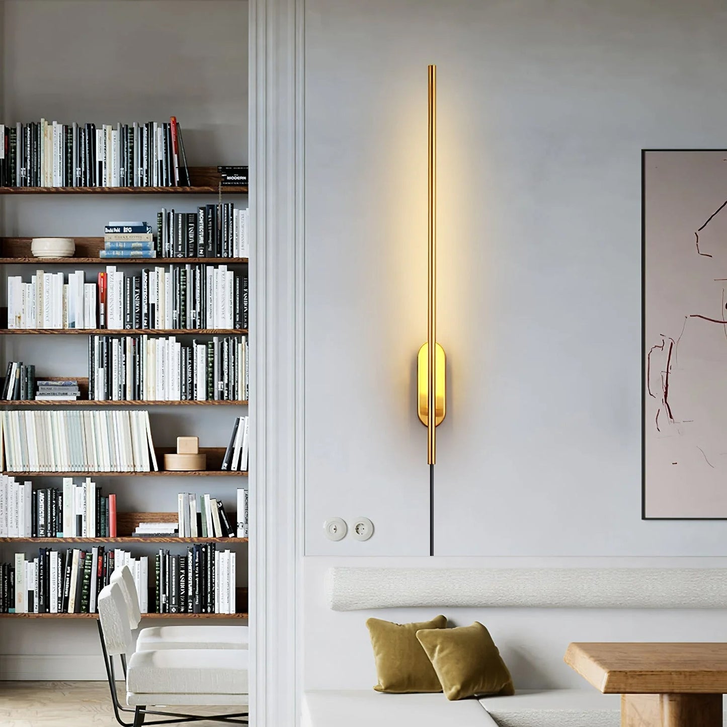 Stick Shaped Plug-In Sconce | Handcrafted Iron & Acrylic | Warm, Neutral, Cool Light Options