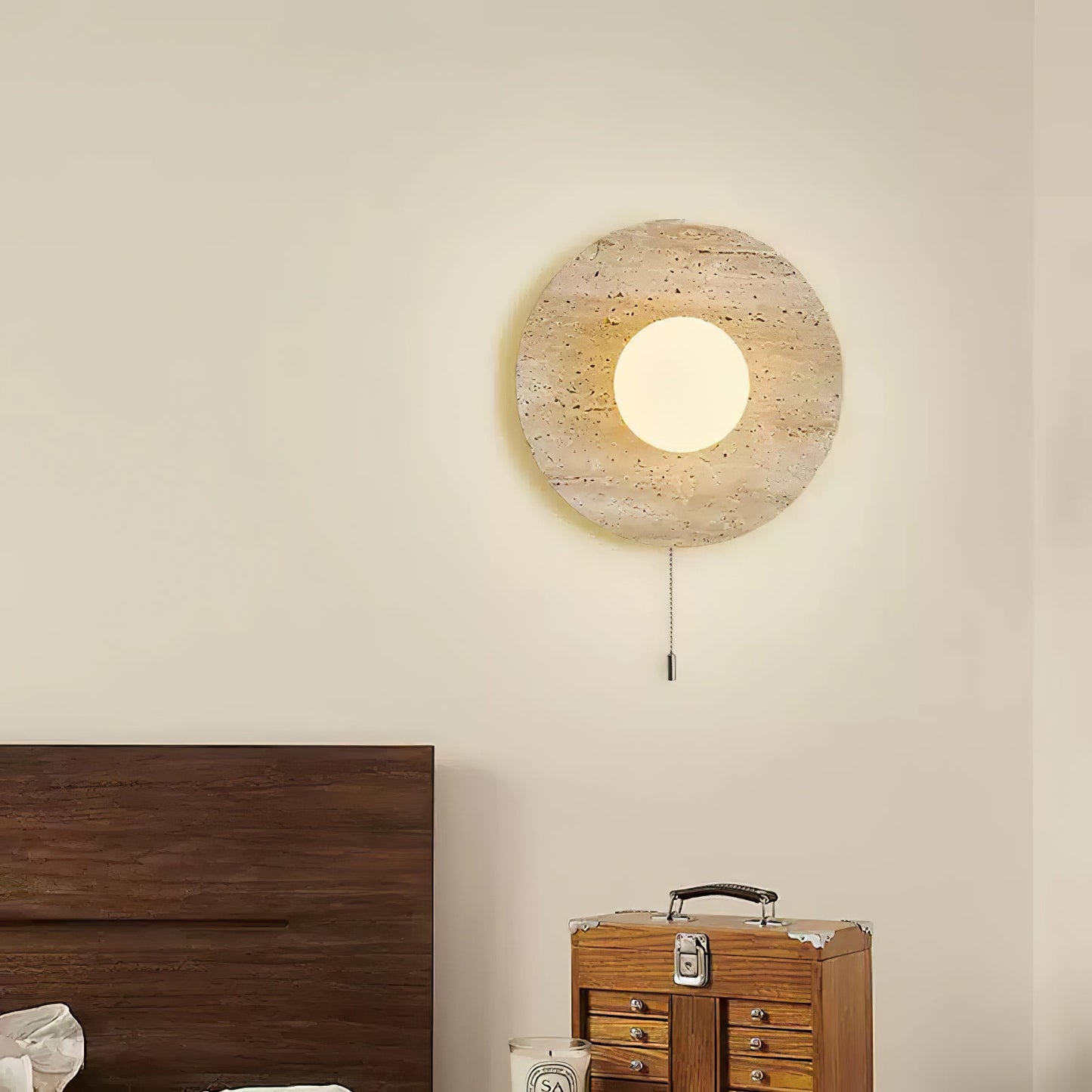 Lunar Eclipse Wall Light | Yellow Travertine | 25cm or 30cm Diameter