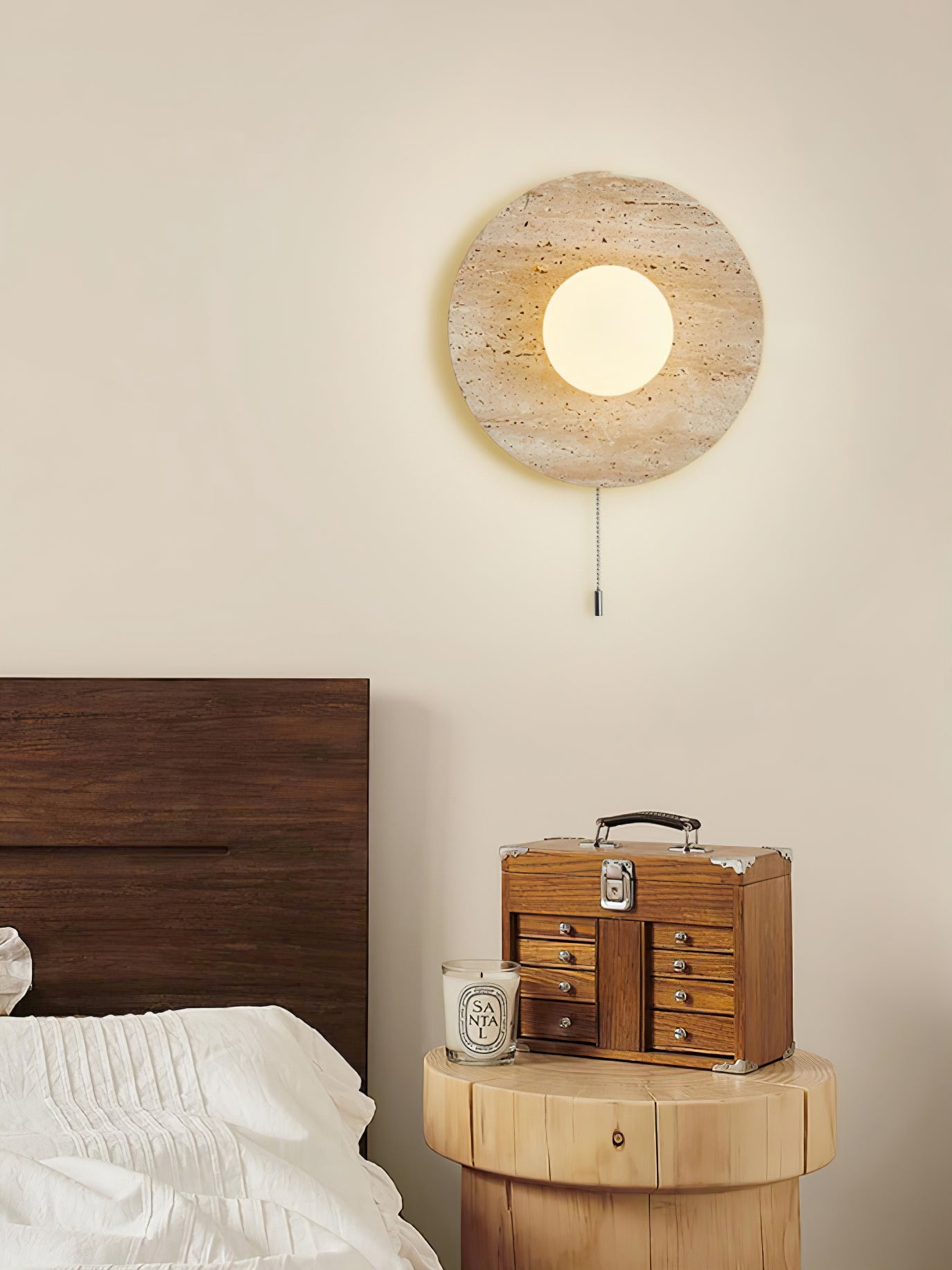 Lunar Eclipse Wall Light | Yellow Travertine | 25cm or 30cm Diameter