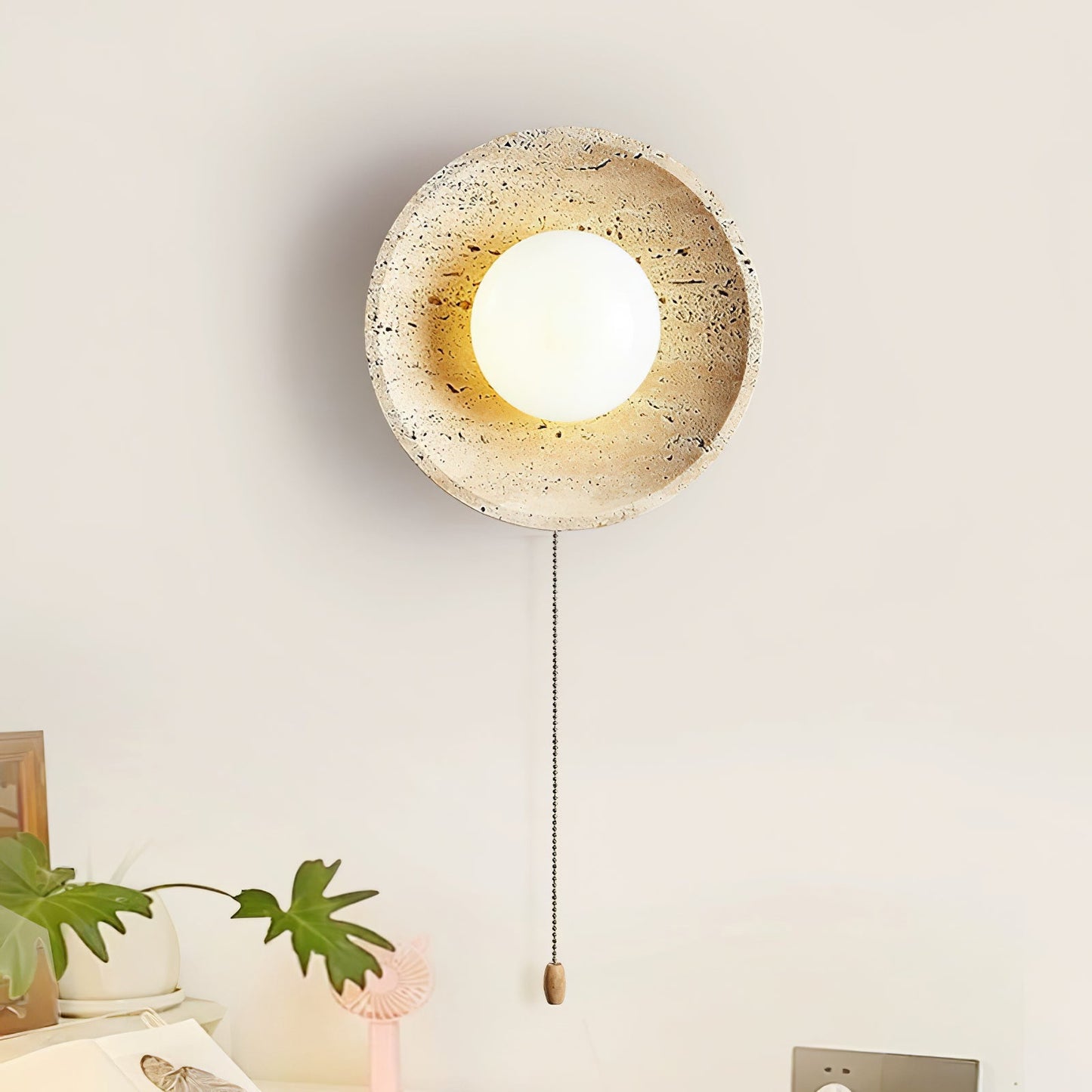 Lunar Eclipse Wall Light | Yellow Travertine | 25cm or 30cm Diameter