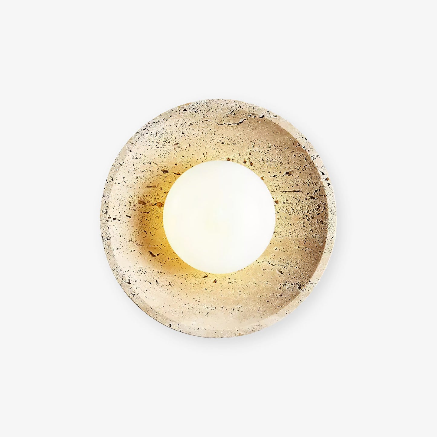 Lunar Eclipse Wall Light | Yellow Travertine & Metal | 25cm/30cm