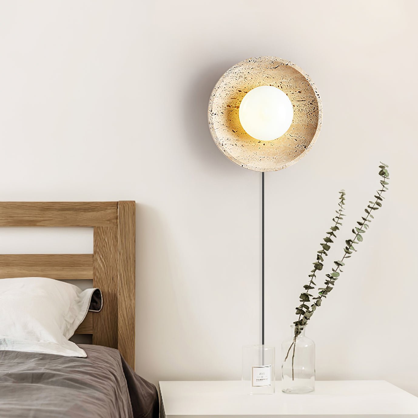 Lunar Eclipse Wall Light | Yellow Travertine & Metal | 25cm/30cm