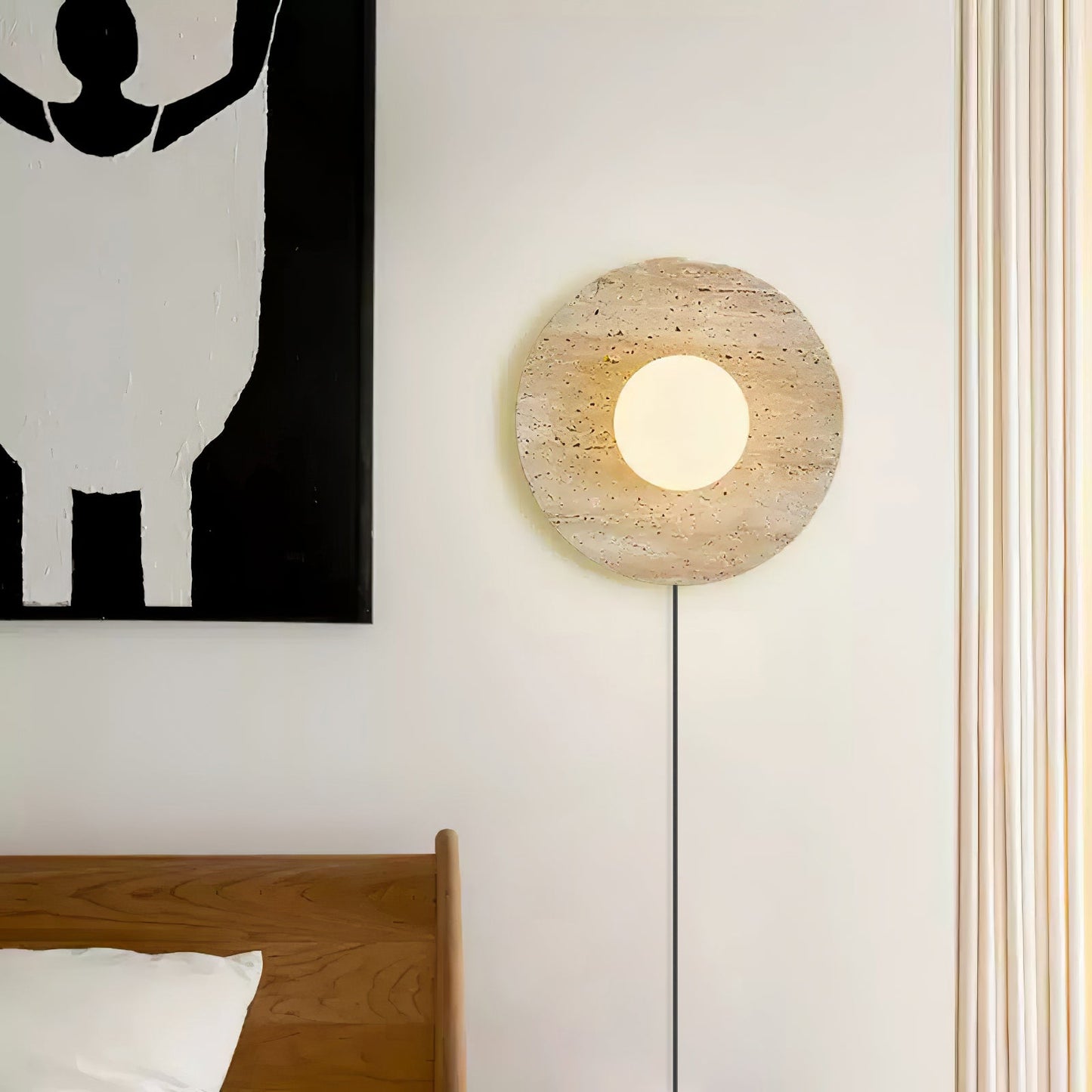Lunar Eclipse Wall Light | Yellow Travertine & Metal | 25cm/30cm