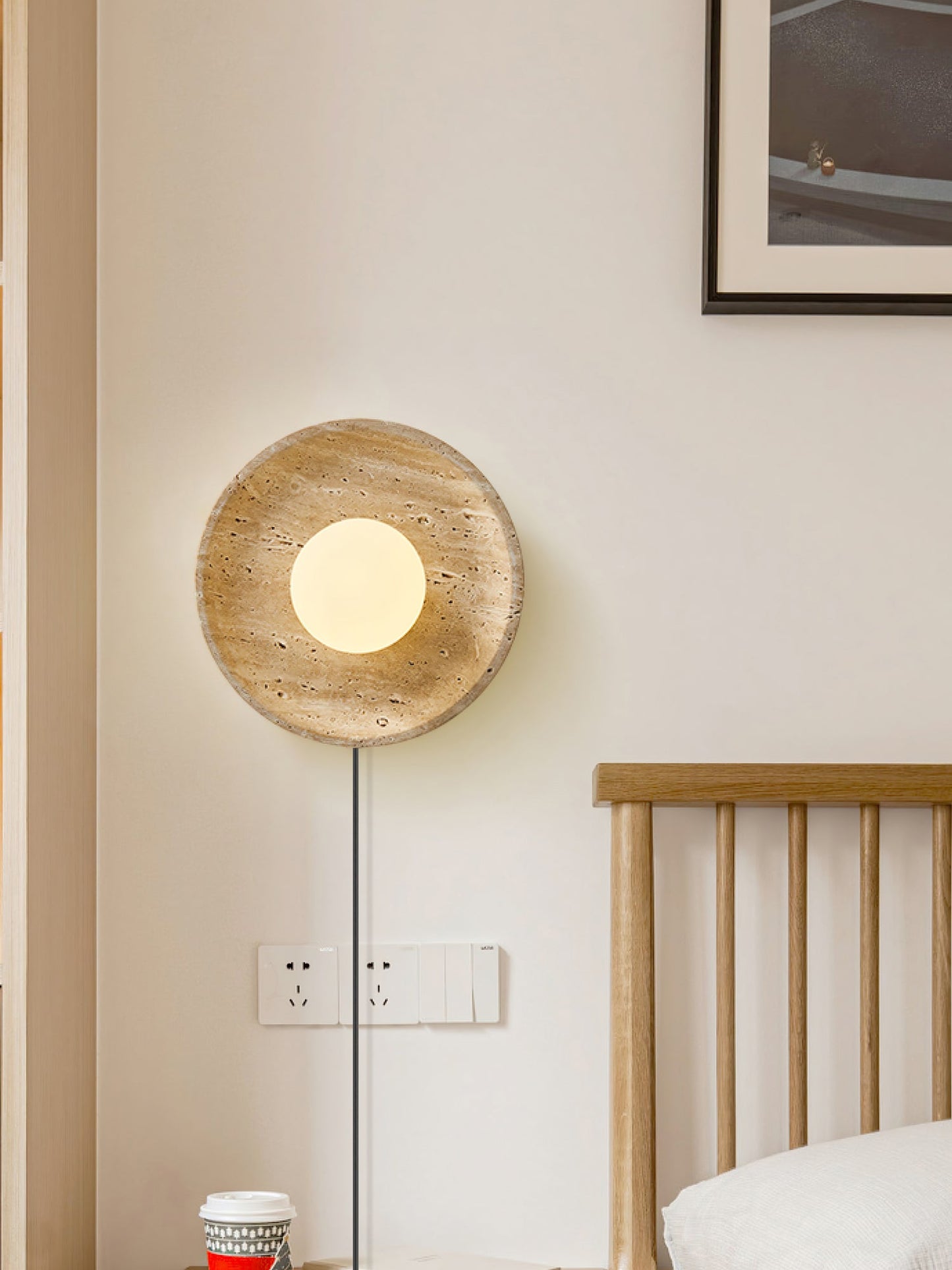 Lunar Eclipse Wall Light | Yellow Travertine & Metal | 25cm/30cm