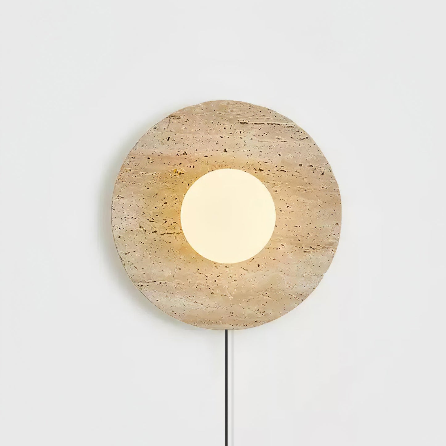 Lunar Eclipse Wall Light | Yellow Travertine & Metal | 25cm/30cm