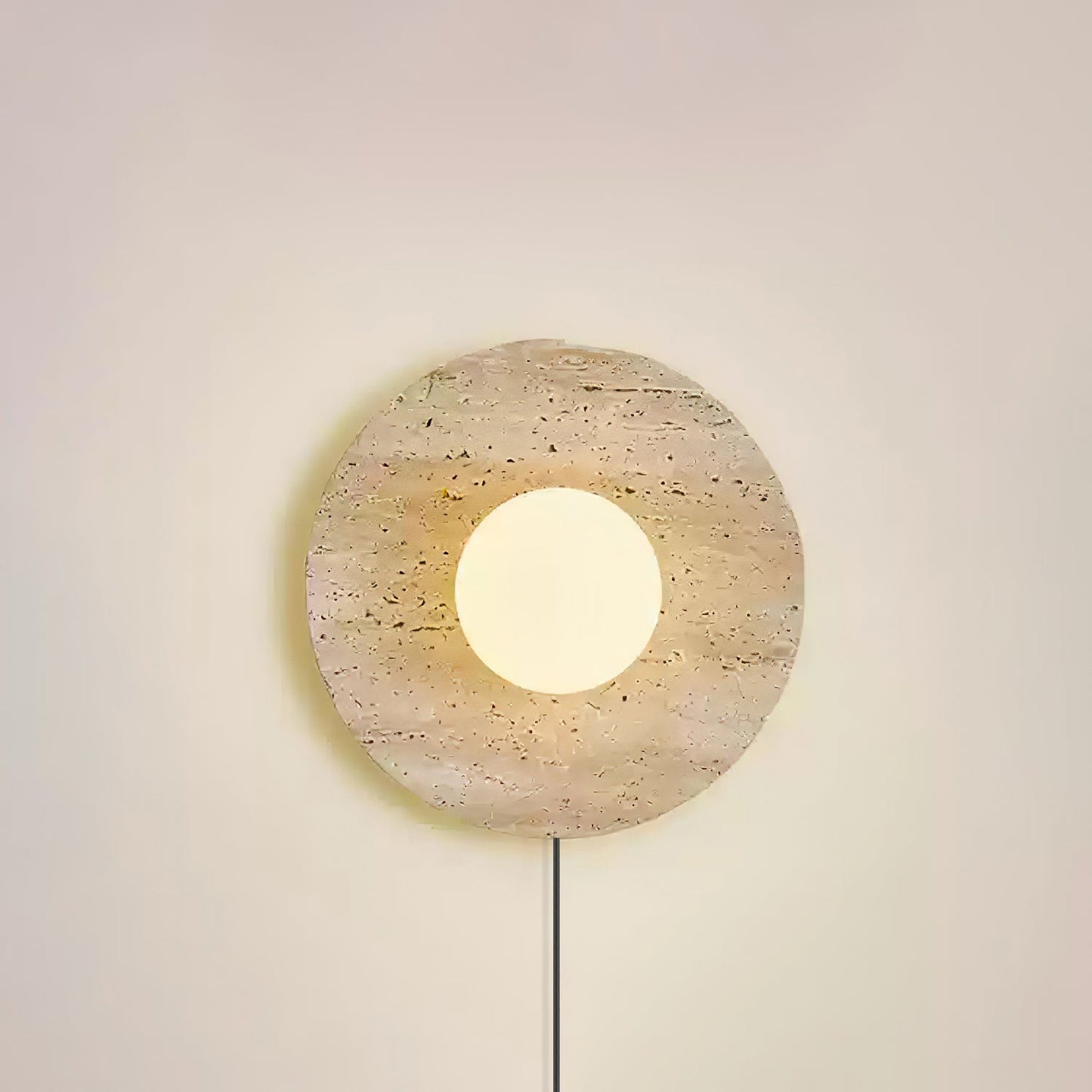 Lunar Eclipse Wall Light | Yellow Travertine & Metal | 25cm/30cm